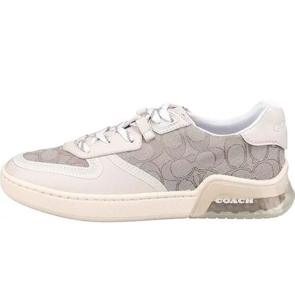 Coach Citysole Court Sneakers Signature Canvas Leather Stone Chalk Logo 10 EUC - Picture 3 of 12